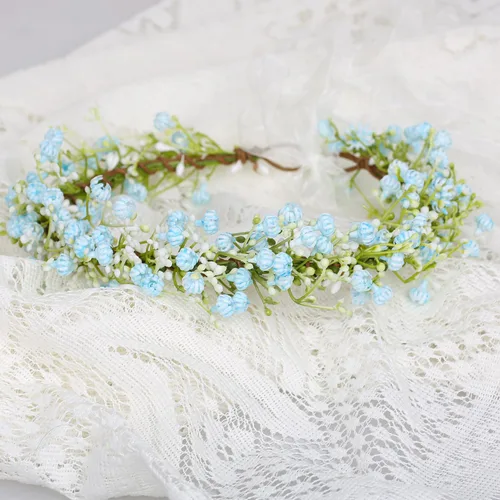 Vista 5 de Diadema de flores ajustable, guirnalda floral, corona, aureola, tocado bohemio con cinta, boda, festival, fiesta