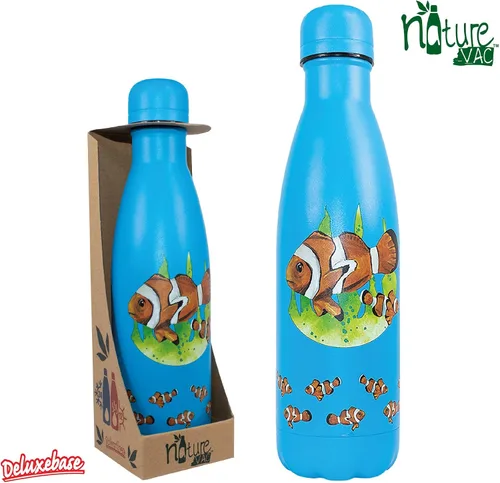 Vista 2 de NatureVac - Pez payaso de Deluxebase. Botella de agua de acero inoxidable con aislamiento térmico de 17 onzas. Frasco de vacío reutilizable y a