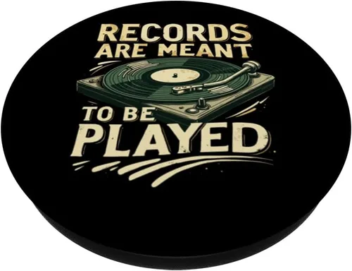 Vista 2 de Vinyl Record Collector Retro Music Turntable Lover PopSockets Adhesive PopGrip