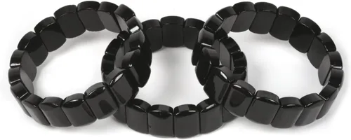 Vista 3 de Pulsera elástica de cuentas rectangulares de 0.472 in de piedras preciosas semipreciosas de 7 pulgadas