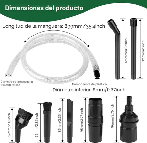 Vista 2 de EZ SPARES 7 piezas de accesorios de micro aspiradora, 7 piezas de accesorio universal para aspiradora, mini kit de herramientas de limpieza