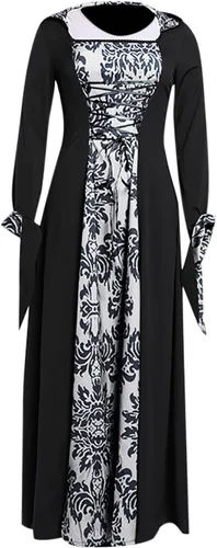 Vista 4 de Vestido renacentista de Halloween para mujer, talla grande, disfraces victorianos, longitud al suelo, vestidos medievales, elegante, vestido de baile