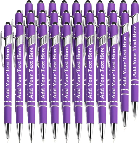 Vista 83 de Bolígrafos personalizados a granel grabados personalizados con punta de lápiz capacitivo, bolígrafos personalizados de tinta negra, regalos