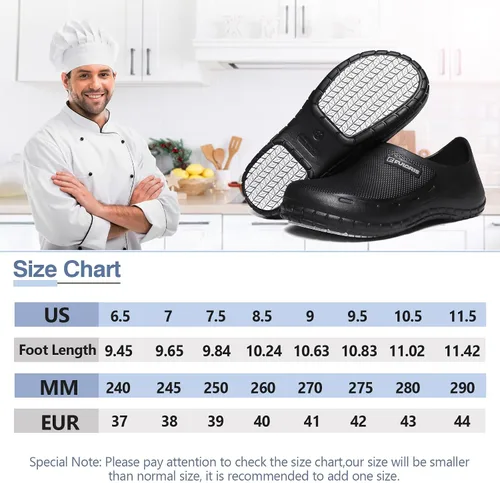 Vista 2 de Zapatos de chef para hombre zapatos de cocina para hombre zapatos de trabajo antideslizantes para mujer zuecos cómodos de enfermería zapatos