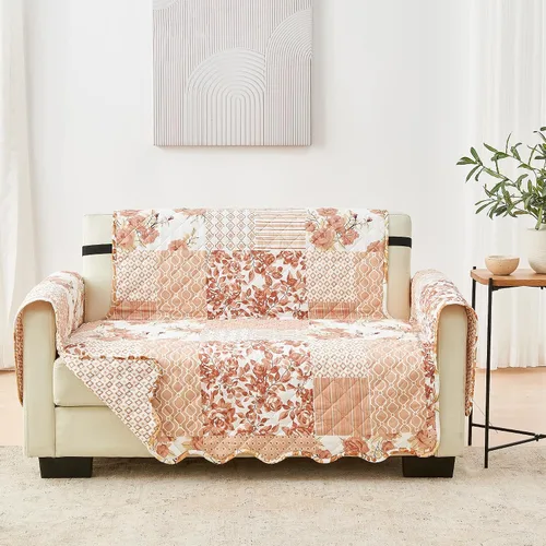 Vista 42 de Great Bay Home Funda reversible de retazos reclinable, lavable, protector de muebles con correas elásticas, perfecta para niños y mascotas, detalle