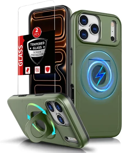 Vista 71 de Funda magnética para iPhone 11 Pro compatible con carga inalámbrica MagSafe, con 2 protectores de pantalla, anillo kickstand de 360° integrado +