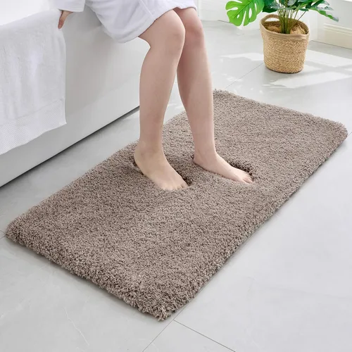 Vista 16 de Disolla - Alfombra antideslizante pequeña y esponjosa para el suelo del baño, lavable, afelpada, para ducha, absorbente, color beige, 17 x 24