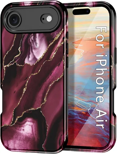 Vista 31 de Btscase Funda compatible con iPhone 17 de 6.3 pulgadas 2025, patrón de mármol 3 en 1, resistente a prueba de golpes, cuerpo completo, policarbonato
