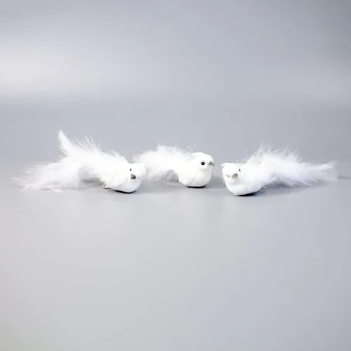 Vista 6 de Juego de 9 decoraciones de pájaro paloma artificial con plumas, regalo para el día de San Valentín, arreglo floral con clip de 6.5 pulgadas