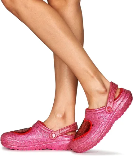 Vista 2 de Crocs Zueco de corazón con purpurina rosa con forro clásico unisex para adultos