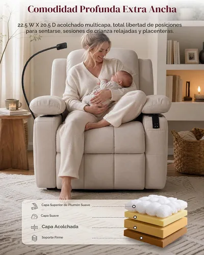 Vista 7 de Silla reclinable giratoria eléctrica con reposabrazos ajustables