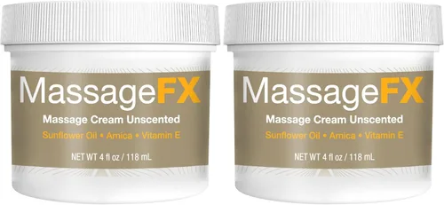 Vista 12 de MASSAGE FX Crema de masaje sin perfume, 4 onzas, cremas de masaje para terapia de masaje, infundidas con árnica, girasol y vitamina E