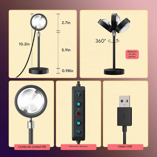 Vista 4 de Proyector de lámpara de puesta de sol Led luz con control remoto/aplicación
