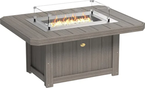 Vista 16 de LuxCraft Mesa rectangular de gas propano de 51 pulgadas para patio al aire libre con protector contra el viento de vidrio templado y cubierta