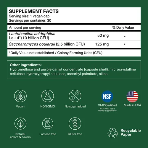 Vista 2 de Probióticos de viaje para la salud digestiva, apoyo inmunológico y diarrea ocasional del viajero Probióticos para la salud intestinal Suplemento