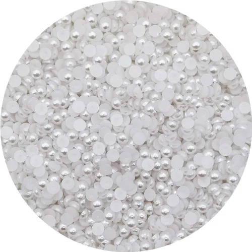 Vista 5 de INSPIRELLE 8000pcs 0.118 in Blanco Plano Parte Trasera Media Redonda Perla
