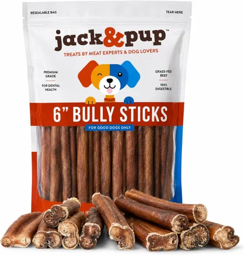 Vista 10 de Jack&Pup Bully Sticks de 6 pulgadas para perros (paquete de 6) - Jumbo