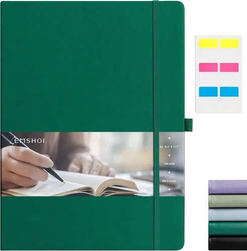 Vista 15 de EMSHOI Diario punteado, 8.5 x 11 pulgadas, tapa dura de cuero para mujeres y hombres, 192 páginas, cuaderno de cuadrícula de puntos de 100 GSM