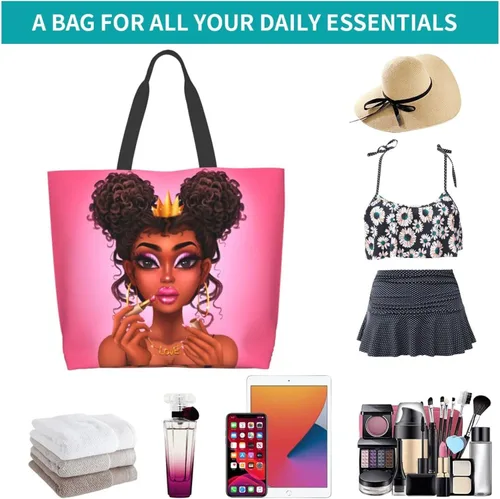 Vista 6 de Bolsas de mano para mujer afroamericana, con asa superior, para gimnasio, viajes, compras
