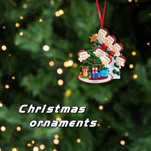 Vista 3 de Adorno familiar para árbol de Navidad 2024, adorno colgante para árbol de Navidad de 2024, adorno de familia de 2 nombres, adorno personalizado