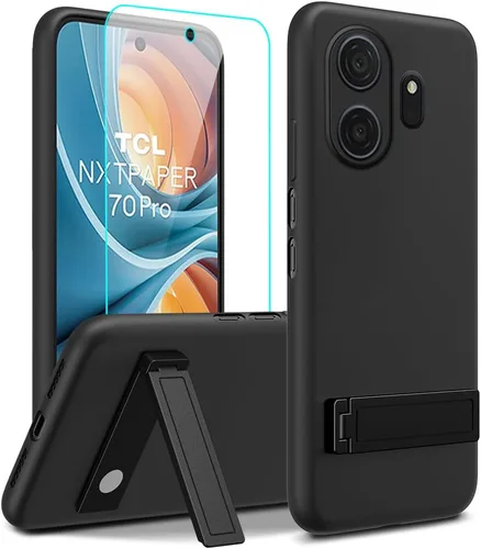Vista 17 de Funda de teléfono compatible con Alcatel 1 2021 (5.0 pulgadas) con protector de pantalla de cristal, [3 formas de soporte] Funda protectora