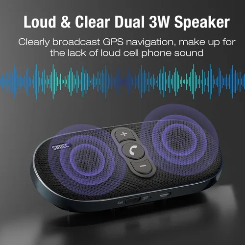 Vista 2 de Altavoz Bluetooth para coche manos libres: Altavoz Bluetooth de 6 W para teléfono celular - Kit de coche manos libres inalámbrico Soporte Siri