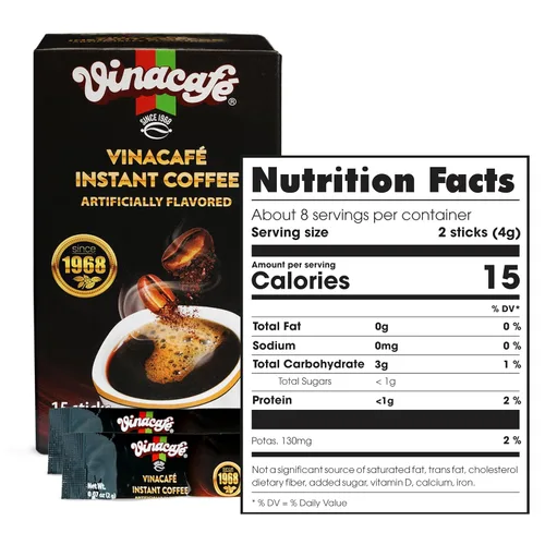 Vista 4 de Vinacafe Black Instant Coffee 30 barras (0.07 onzas por palo) Mezcla de café instantáneo vietnamita, café negro helado, café Den Da, paquetes