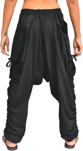 Vista 5 de Mujeres Hombres Harem Pantalones Palazzo Dhoti Estilo 2 Bolsillos Algodón