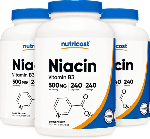 Vista 6 de Suplemento Nutricost Niacina de vitamina B3, 0,018 oz, en 240 cápsulas, 1 botella, 1