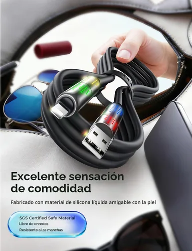 Vista 8 de MAGIC JOHN Cable de carga 240W 4 en 1, 4 pies USB C a Lightning [Certificado MFi], cargadores múltiples para todos los dispositivos, USB A/C grueso