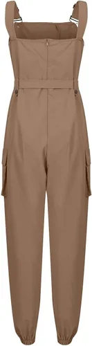 Vista 3 de Overol de carga sin mangas para mujer, con correas ajustables, bolsillos, con cinturón, pantalones elásticos casuales a la moda