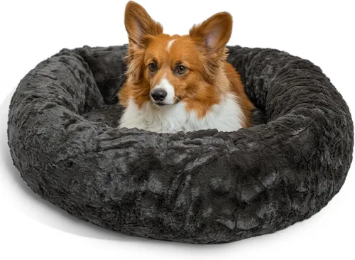 Vista 11 de Best Friends by Sheri - The Original Calming Donut - Cama calmante en forma de dona para perros y gatos - Pelo largo, azul bebé, M, 30 x 30 pulgadas