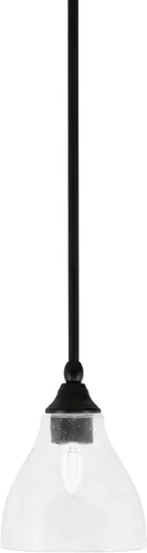 Vista 230 de Toltec Lighting Tallo Colgado Mini colgante, acabado de cobre negro, 3.5" cuadrado humo burbuja vidrio
