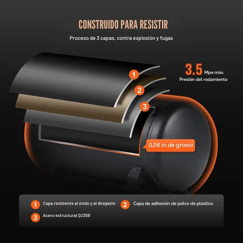 Vista 5 de VEVOR Compresor de aire de 2.1 galones, compresores de aire de 1.2HP 2.2 CFM@90PSI con presión máxima de 116PSI, tanque de compresor sin aceite