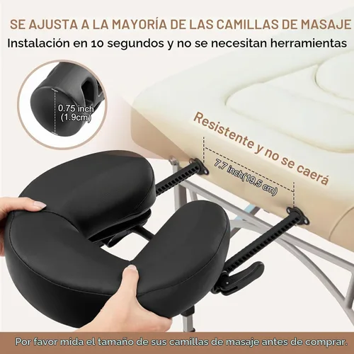 Vista 5 de Mesa de masaje ajustable universal para la cara y reposacabezas Negro