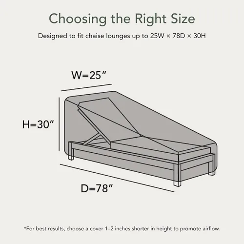 Vista 2 de Covermates Funda clásica para tumbona, funda de vinilo resistente a la intemperie para muebles de exterior con ventilación de malla, dobladillo
