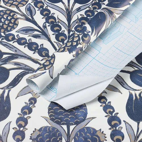 Vista 7 de CiCiwind Papel tapiz de despegar y pegar, color azul y blanco, papel de pared floral, bohemio, autoadhesivo, apto para inquilinos, papel de contacto