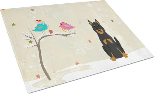 Vista 22 de Caroline's Treasures BB2513LCB - Tabla de cortar de vidrio con texto en inglés "Christmas Presents between Friends" Airedale Terrier - Tabla