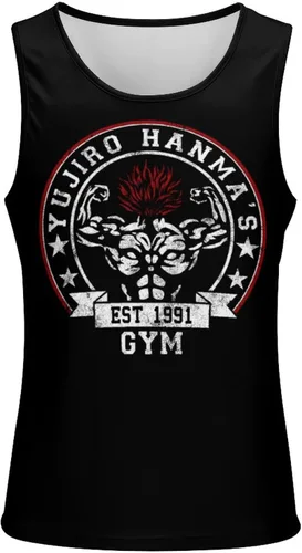 Vista 2 de Baki The Grappler Yujiro Hanma - Camiseta sin mangas para hombre, impresión 3D, para verano, casual, correr, entrenamiento, chaleco deportivo
