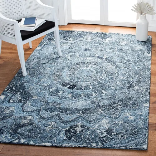 Vista 6 de SAFAVIEH Marquee Collection - Alfombra decorativa, 2 x 3 pies, beige y marfil, lana de medallón de mandala hecha a mano, ideal para zonas de alto