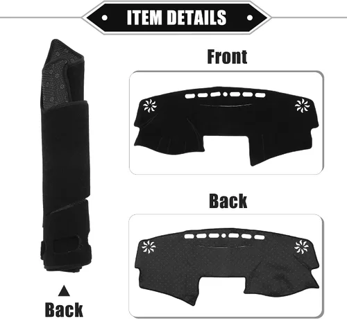 Vista 5 de Cubierta de salpicadero compatible con Toyota Camry 2007-2011, antideslizante, de poliéster, color negro, cubierta protectora