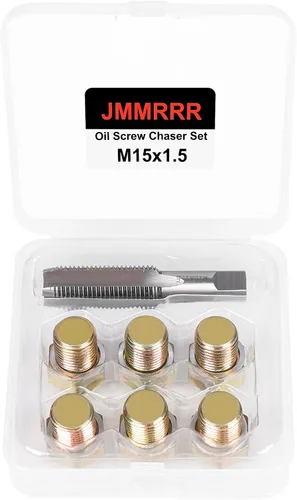 Vista 8 de Kit de reparación de roscas para tapón de drenaje de aceite M13 x 1.25 mm, herramienta de roscado de tornillos de cárter de aceite, kit