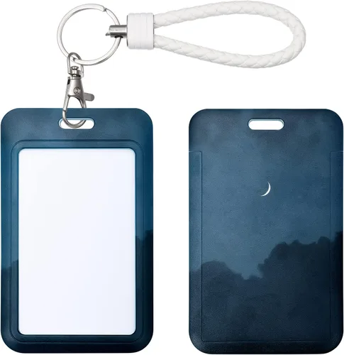 Vista 20 de Llavero con tarjetero de identificación con llavero de metal, diapositiva de plástico abierta con ventana de identificación para mujeres, hombres