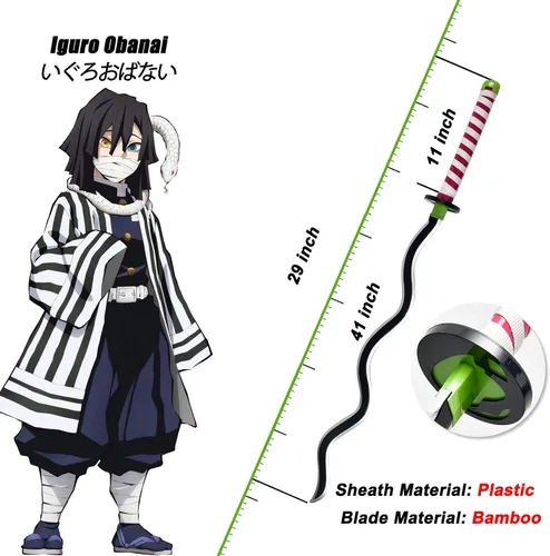 Vista 9 de Demon Slayer - Espada de anime – 41 pulgadas – Estilos Zenitsu & Tanjirou y Rengoku – con cinturón