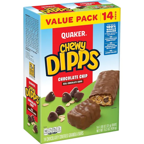 Vista 9 de Quaker Big Chewy, Barras de granola, 60% más grandes, chips de chocolate, (10 unidades)