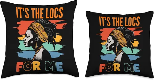 Vista 3 de Locs Afro Dreadlocks Love Natural Beauty Hair It's the Locs for Me Afro Hair Black American African Girl Throw Pillow, 18x18, Multicolor