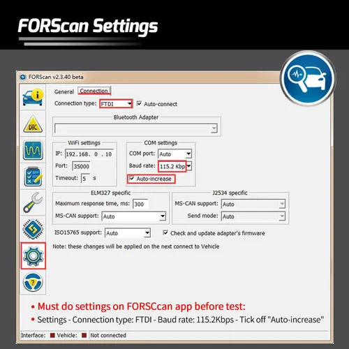 Vista 5 de Vgate vLinker FS OBD2 Adaptador USB para FORScan HS/MS-CAN, interruptor automático
