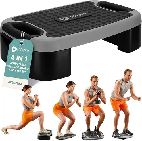 Vista 7 de Lifepro - Tabla de equilibrio aeróbico 4 en 1 y plataforma de ejercicio escalonada, plataforma inclinada multifuncional, ajustable, antideslizante