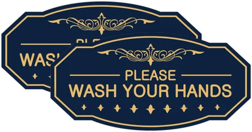 Vista 43 de Signs ByLITA Letrero Victoriano Please Wash Your Hands (Negro) - Pequeño