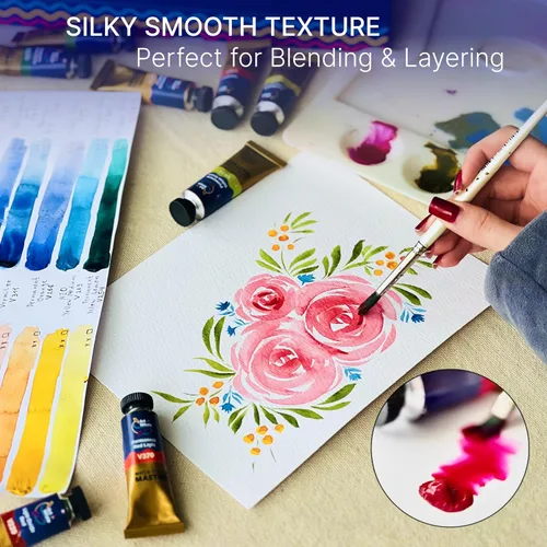Vista 3 de Juego de pintura de acuarela de 12 colores, tubos de 0.5 fl oz, acuarelas de alto pigmento, mezcla suave y transparencia, apto para viajes,